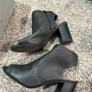 a.n.a Black Perforated Heeled Boots